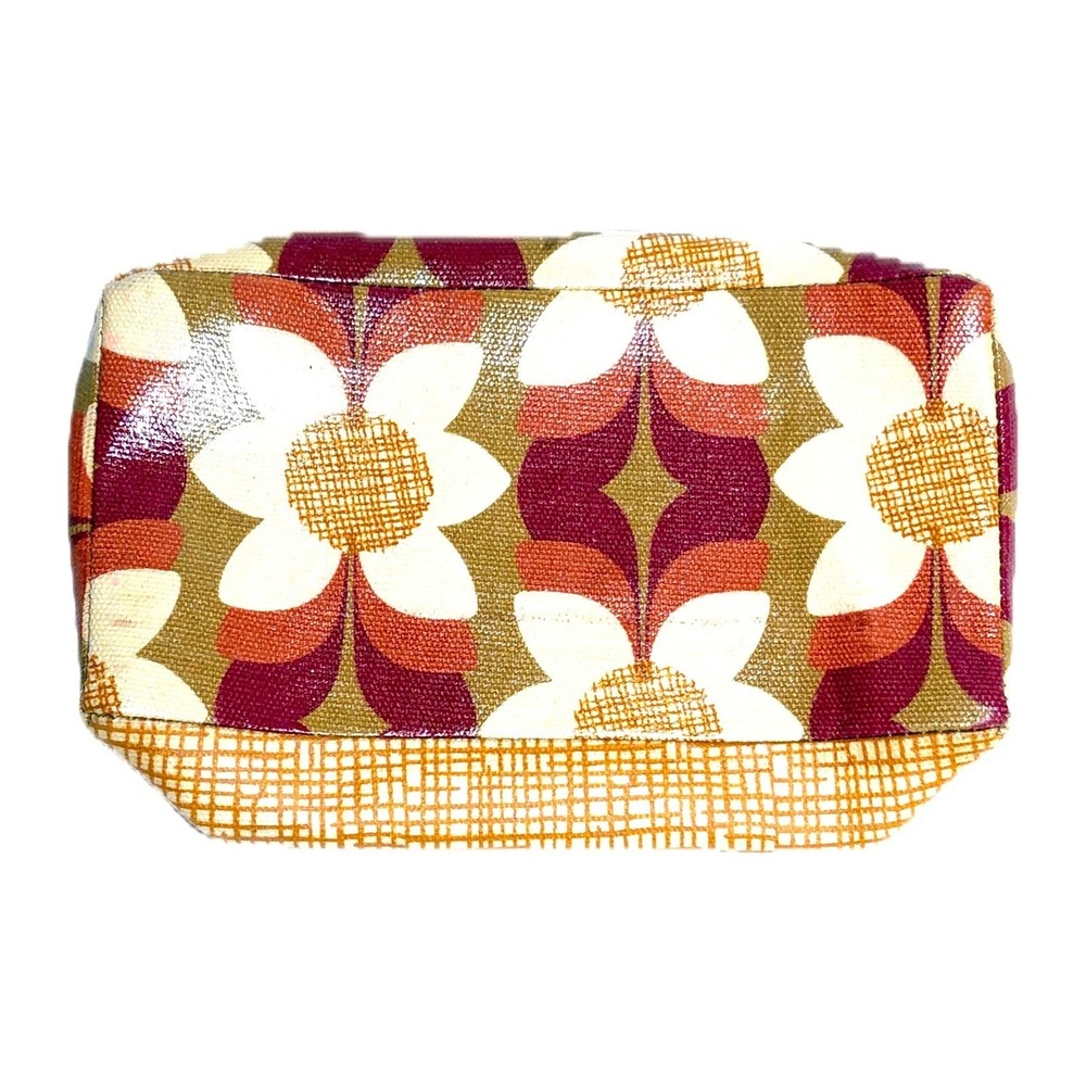 Fossil Key-Per Retro Floral Pouch 70s Style Small Multi Color Coated Canvas Fair